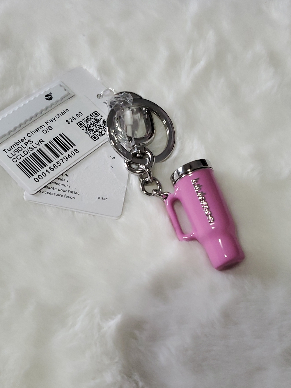 Mulberry Pink Tumbler Charm Keyring